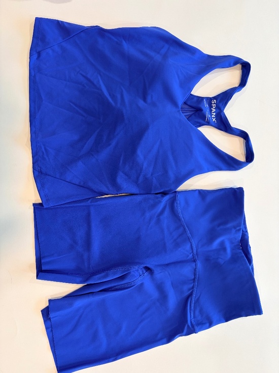 SPANX Pants - SPANX Women’s Workout Set XS Cobalt Blue Tank + Biker Shorts Activewear